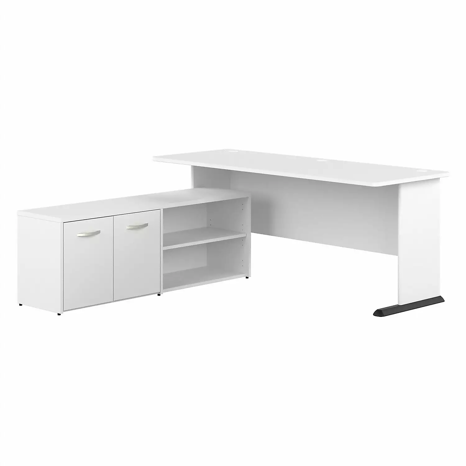 Studio 72W L Shaped Gaming Desk Storage White - Engineered Wood Workstation Bush Business Furniture