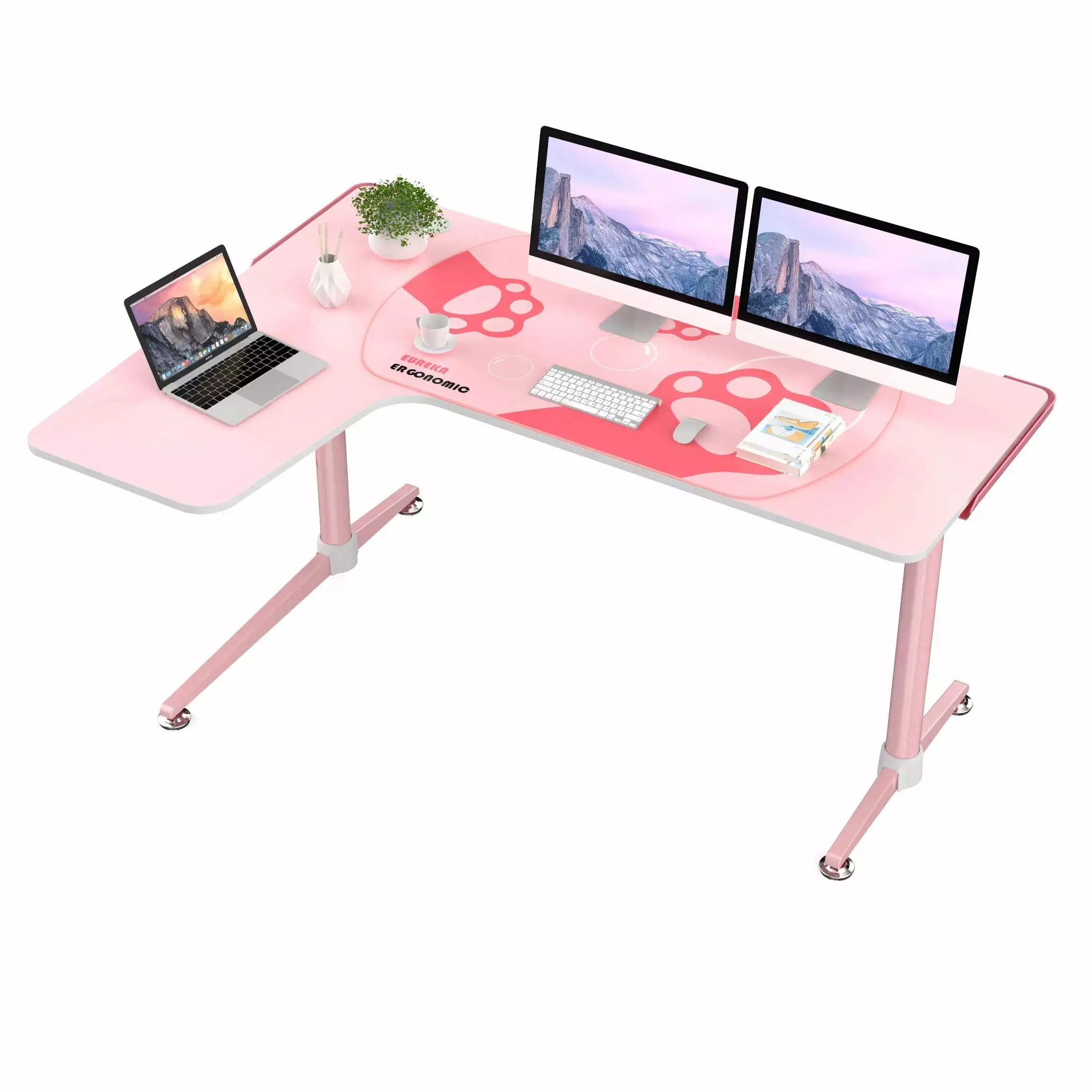 Eureka Ergonomic 60-Inch Pink L-Shape Desk