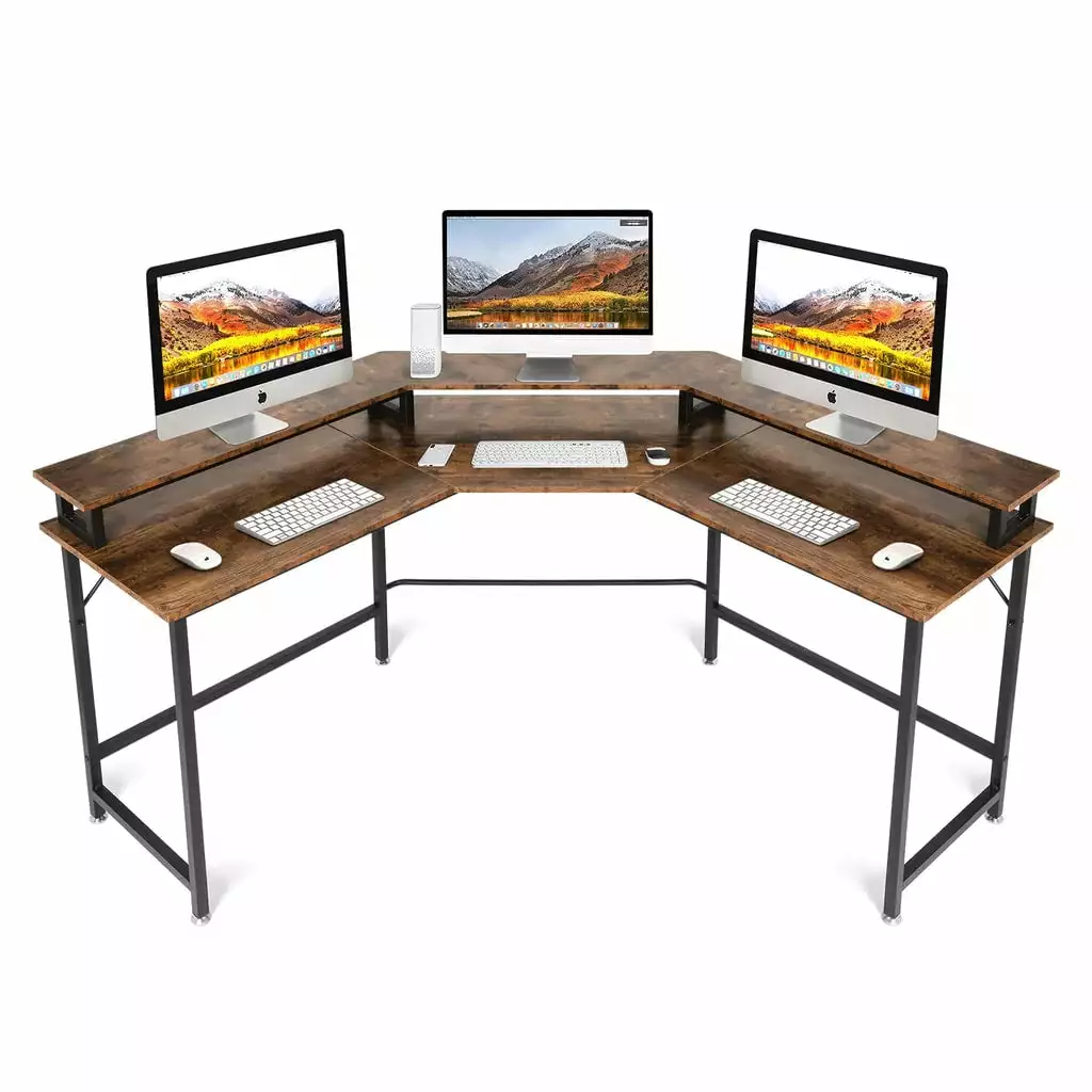 Large L Shaped Computer Desk Monitor Stand Corner Gaming Desk Study Table Writing Workstation Generic