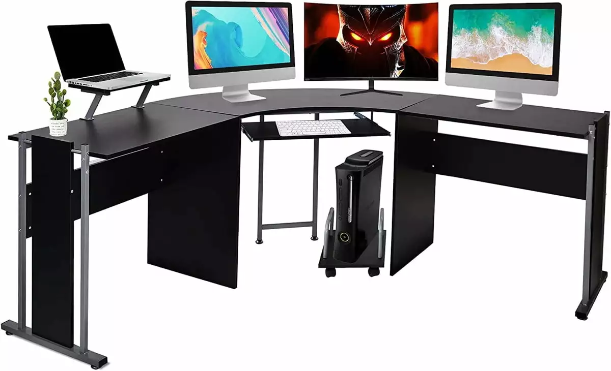 Modern L-Shaped Computer Corner Desk Wood Laptop Gaming Table 71.2 x 22 x 30.3 Inches Generic