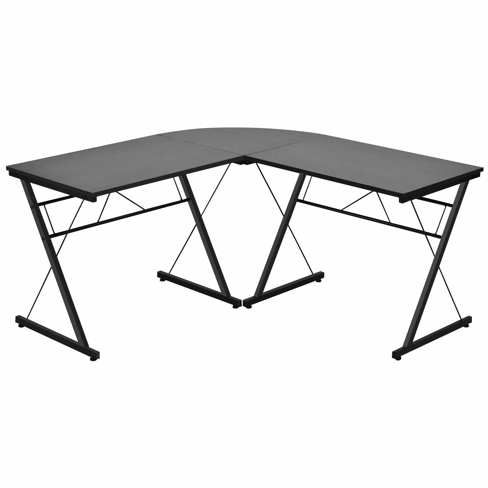 Gymax 59 L-Shaped Corner Desk Computer Table Study Workstation Home Office Black