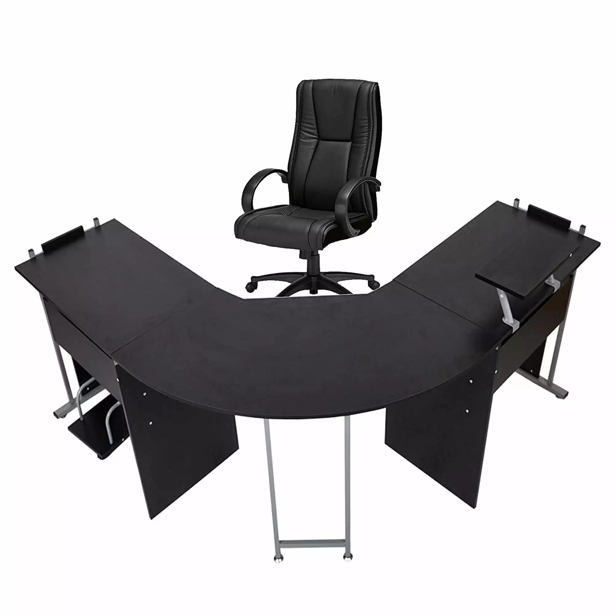KARMAS PRODUCT 71 L-Shaped Gaming Desk Large Desktop 22 Wide Wood Curved Corner Office Desk - Sturdy Workstation