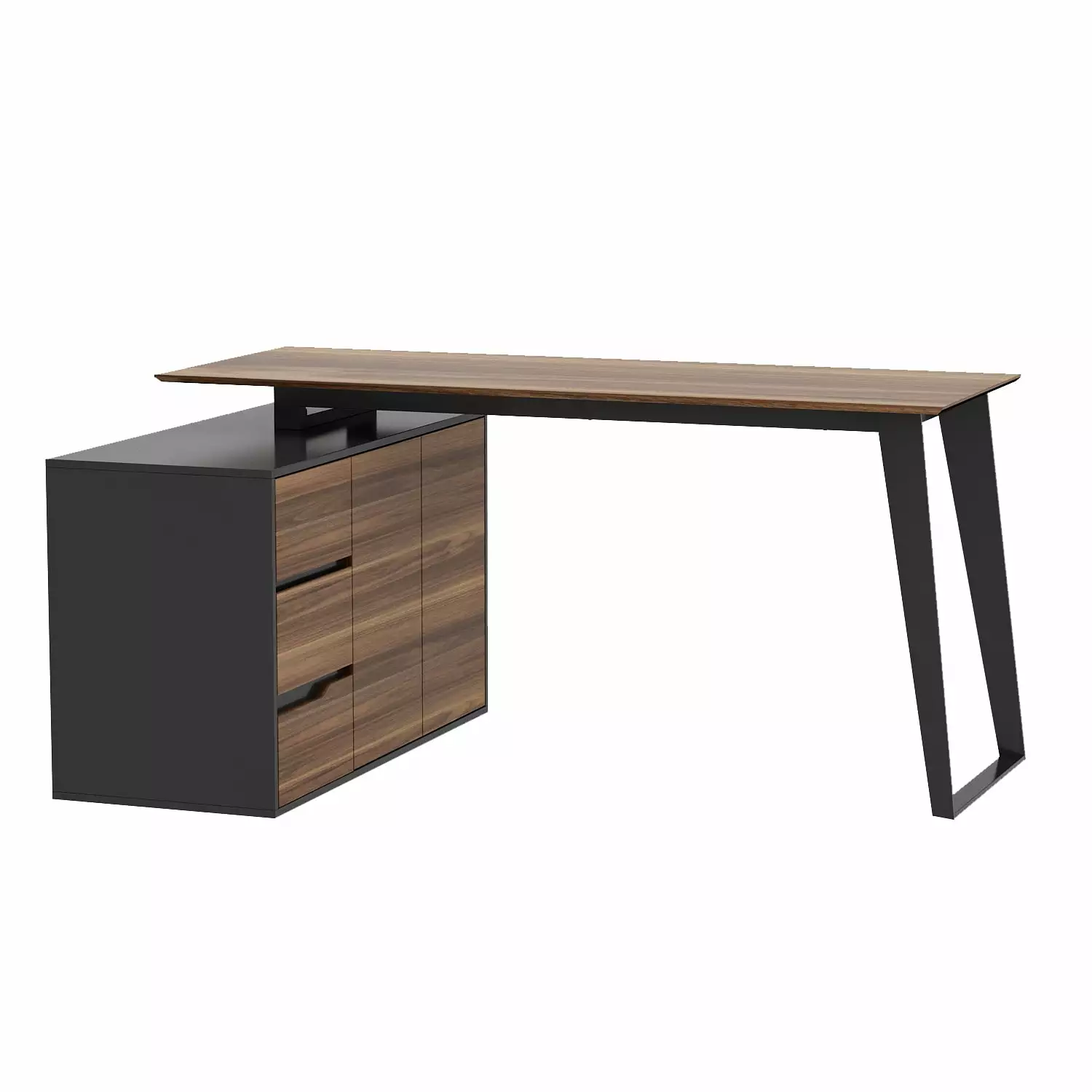 MONSLIPA L-Shaped Office Desk Drawers File Cabinet 54.3 Inches Computer Table