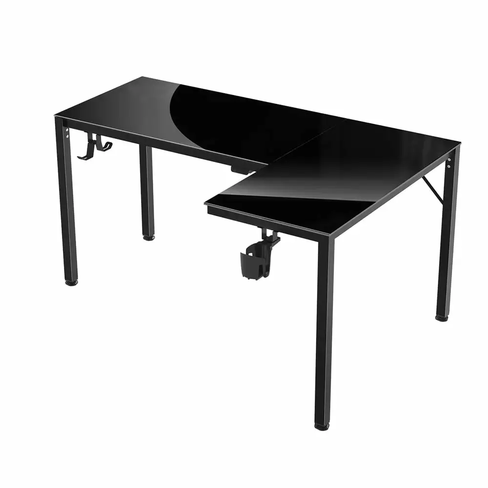 Eureka Ergonomic L-Shaped Glass RGB Gaming Desk LED Lights