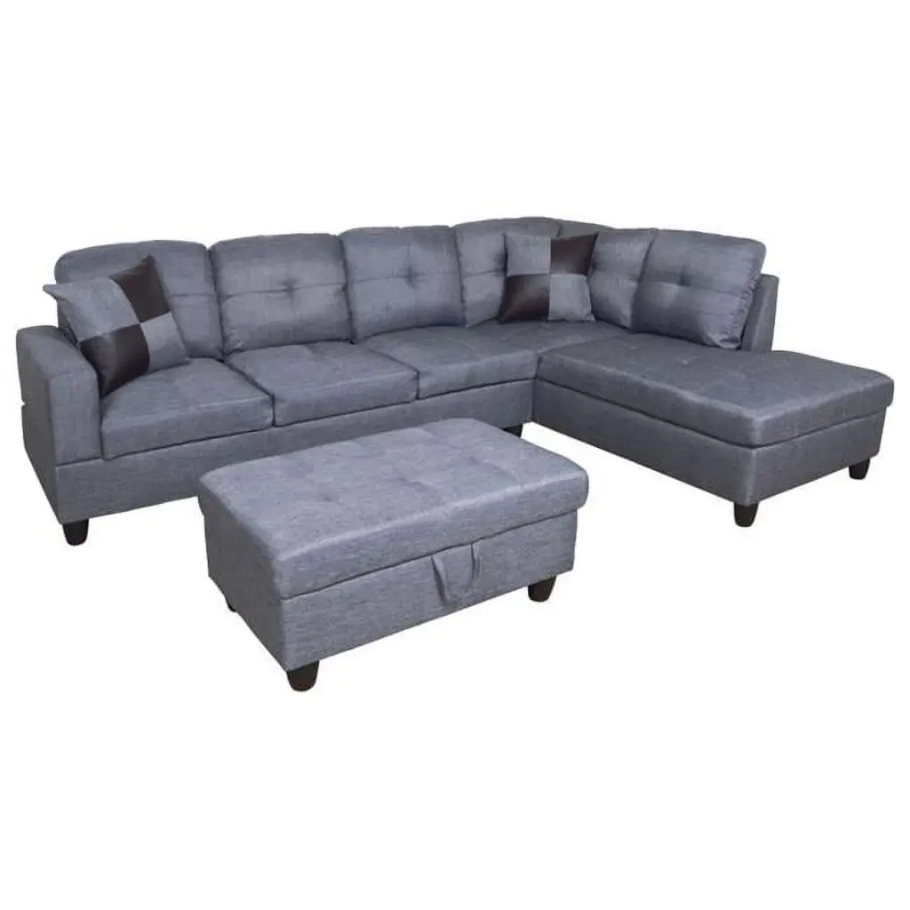 All You Can Purchase Furniture F128B L Shape Sectional Sofa Black Grey Living Room Couch