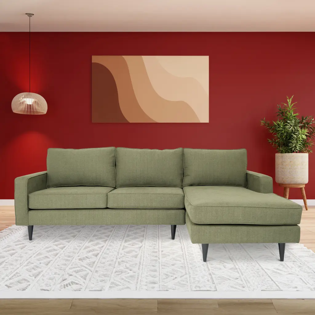 Coast to Coast Sofas Green L Shaped Sectional Sofas Living Room Bedroom Solid Wood Frame