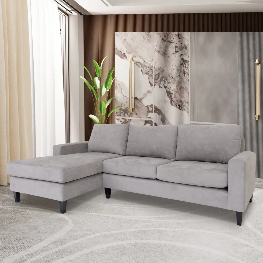 Coast to Coast Sofas Grey L Shaped Sectional Sofas Living Room Bedroom Solid Wood Frame