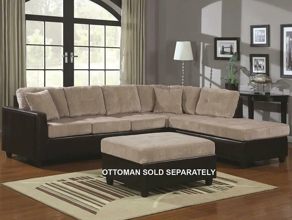 Henri Reversible Chaise 2 Tone L-Shaped Corduroy Sectional Sofa Living Room Coaster Company