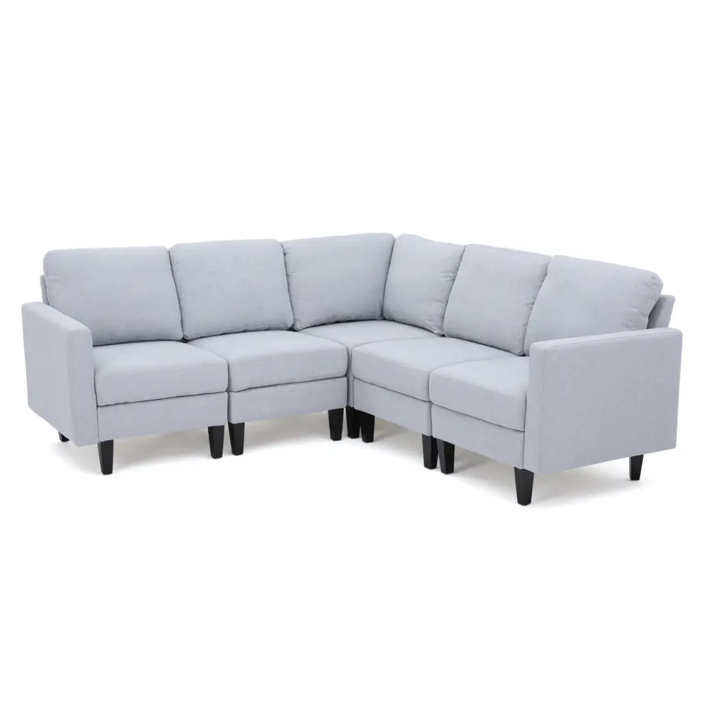 Carolina Fabric Sectional Couch Light Grey GDFSTUDIO