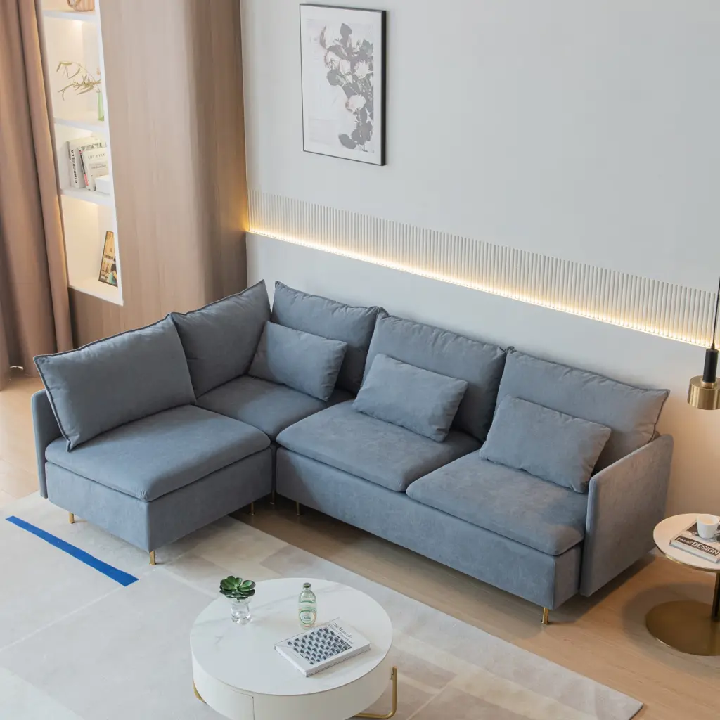 Convertible L-Shaped Sectional Sofa Flexible Movable Chaise Small Living Room Spaces HATNOKIL