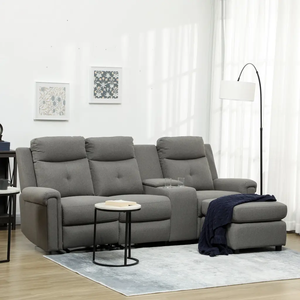 HOMCOM L-Shaped Sectional Sofa Set Recliner Storage and USB Charging Living Room