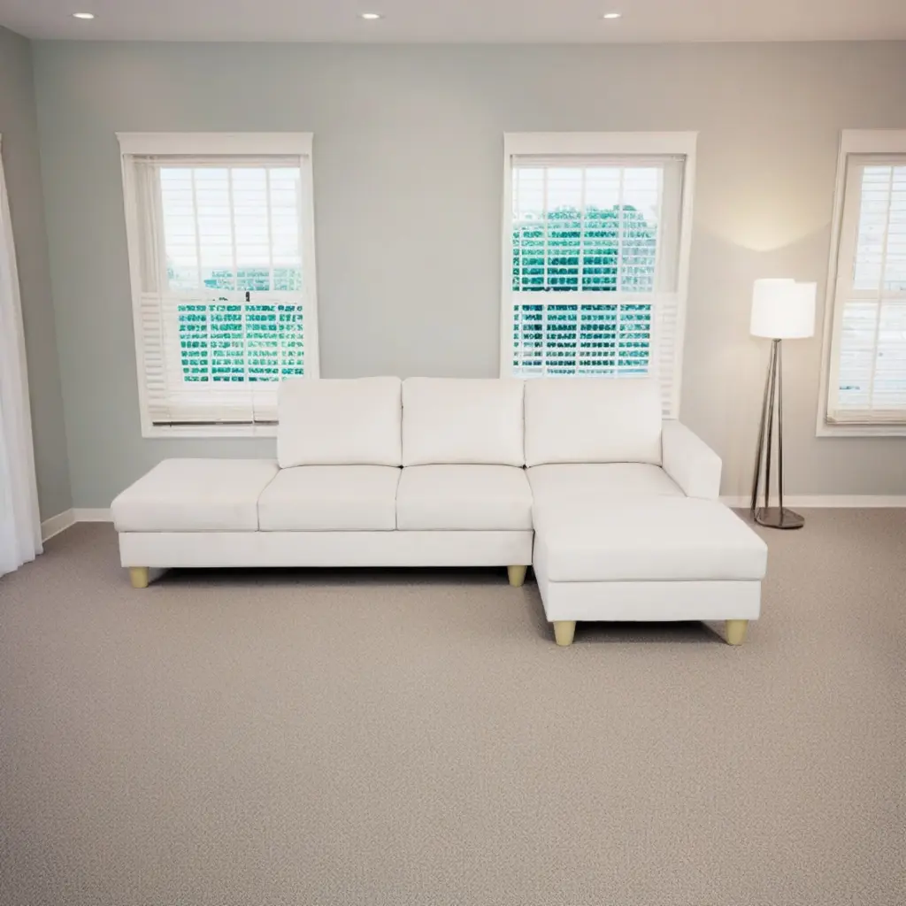 Hommoo Faux Leather L-Shaped Sectional Couch Sofa Living Room Apartment Loft 16.5 Back Height White