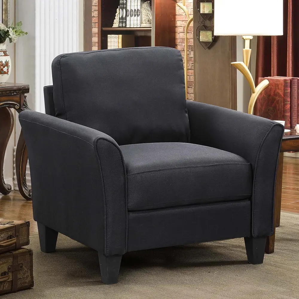 Kepooman Modern L-Shape Sectional Sofa Set Wooden Legs Blue Corner Couch Living Room