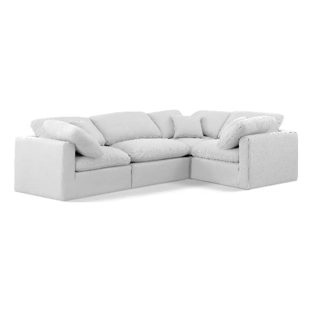 Meridian Furniture Indulge 123.5 Fabric L-Shaped Modular Sectional White - Spacious Living Room Sofa