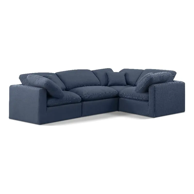 Meridian Furniture Indulge 123.5 Fabric L-Shaped Modular Sectional Navy - Modern Navy Blue Sofa