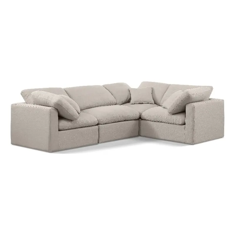 Meridian Furniture Indulge 123.5 Fabric L-Shaped Modular Sectional Beige - Neutral Tone Living Room Sofa