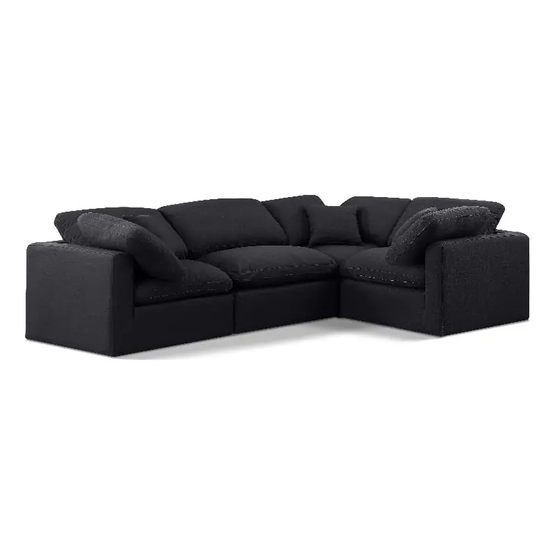 Meridian Furniture Indulge 123.5 Fabric L-Shaped Modular Sectional Black - Sleek Black Sectional Sofa
