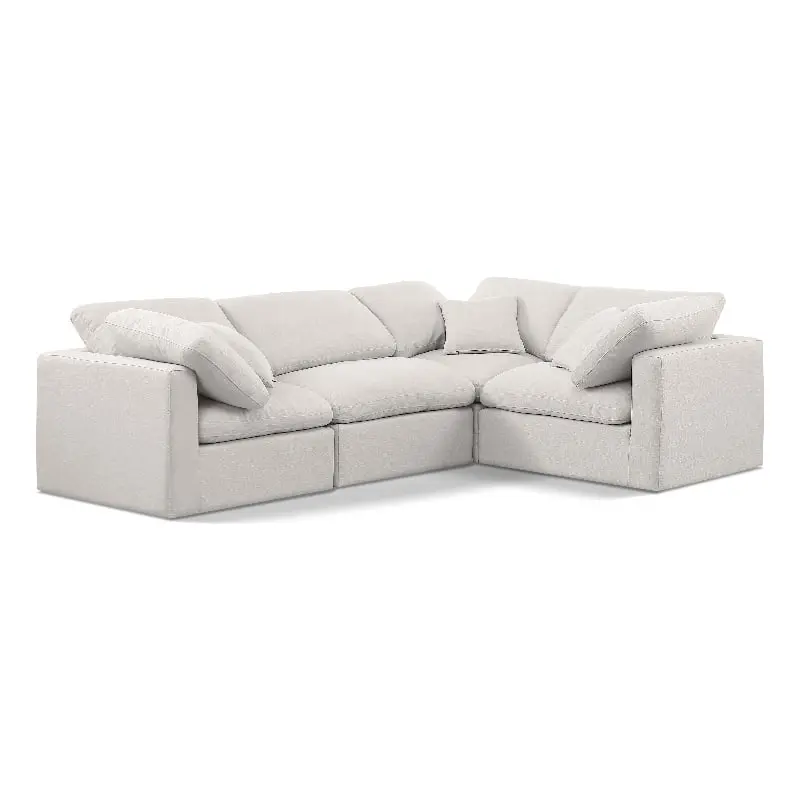 Meridian Furniture Indulge 123.5 Fabric L-Shaped Modular Sectional Cream - Elegant Cream Colored Sofa