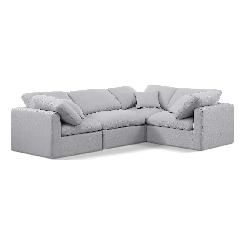 Meridian Furniture Indulge 123.5 Fabric L-Shaped Modular Sectional Gray - Contemporary Gray Sectional Sofa