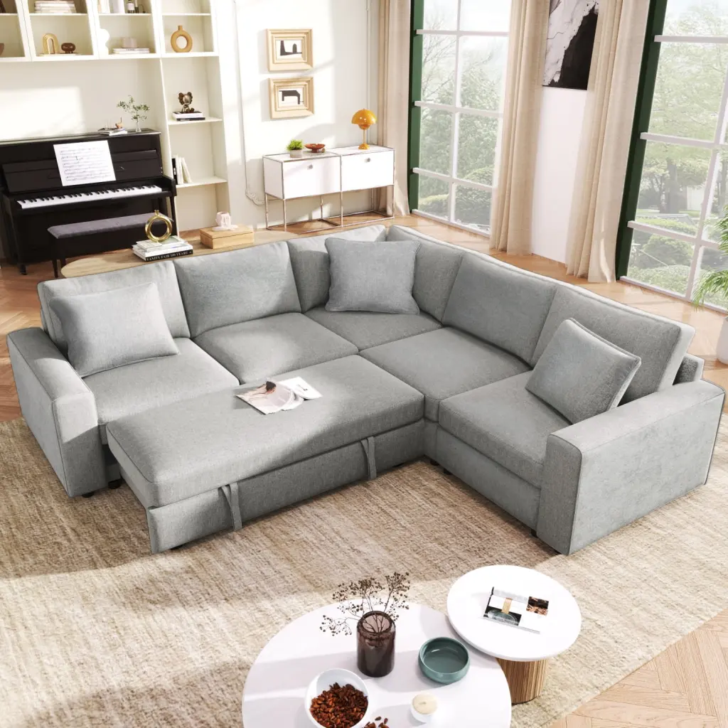 Miekor 4-Seat L-Shaped Modular Sofa Thick Backrest and Seat Cushions Living Rooms and Offices