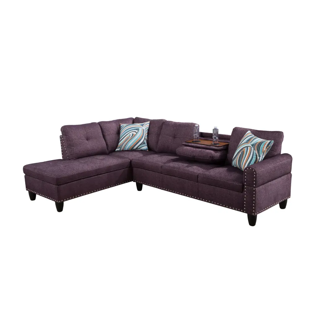 Modular Profile L-Shaped Sofa Storage Space 2 Pillows 4-Seater Chairs Amaranth Left Chair NOBRAND