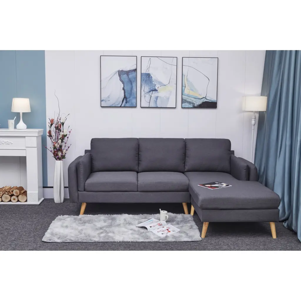 L-Shaped Sofa Footrests - Left and Right Interchangeable Double Armrests - 84.6 Sofa Living Room Miekor