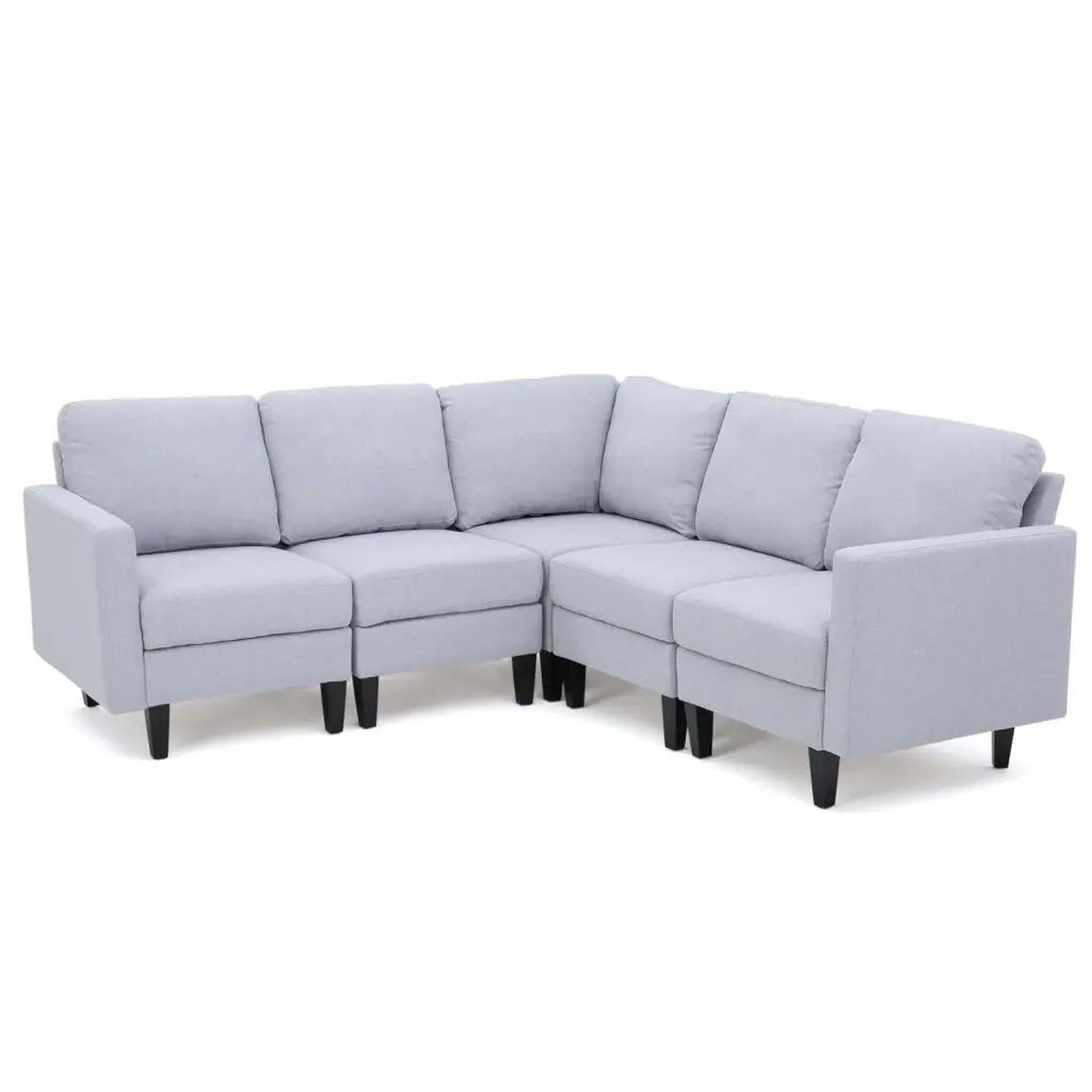 Miekor Furniture Mirod Comfy 5-Piece L-Shaped Sofa Wooden Legs - Modern Living Room Set
