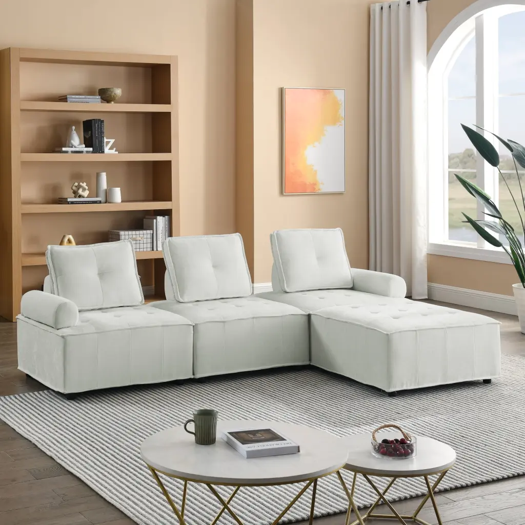 CoSoTower L-Shape DIY Combination Chenille Sectional Sofa Modern Homes