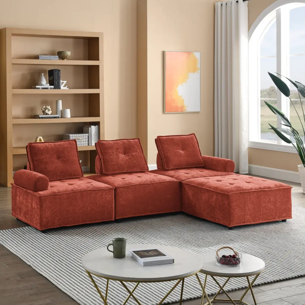 CoSoTower L-Shape Modular Sectional Sofa DIY Chenille Upholstery Custom Setup