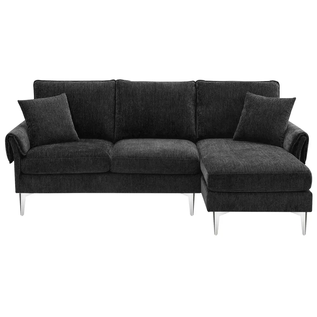 MAICOSY 84 Convertible L-Shaped Chenille Sectional Sofa Reversible Chaise Lounge Black