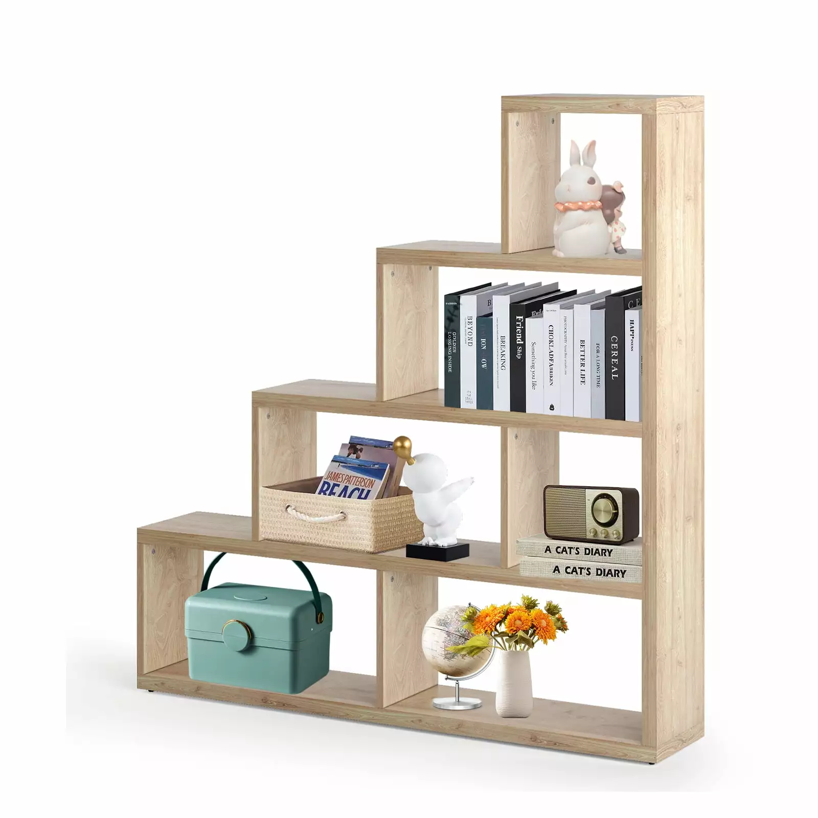 4-Layer Corner Storage Rack L Shaped Freestanding Ladder Bookshelf FONIRRA