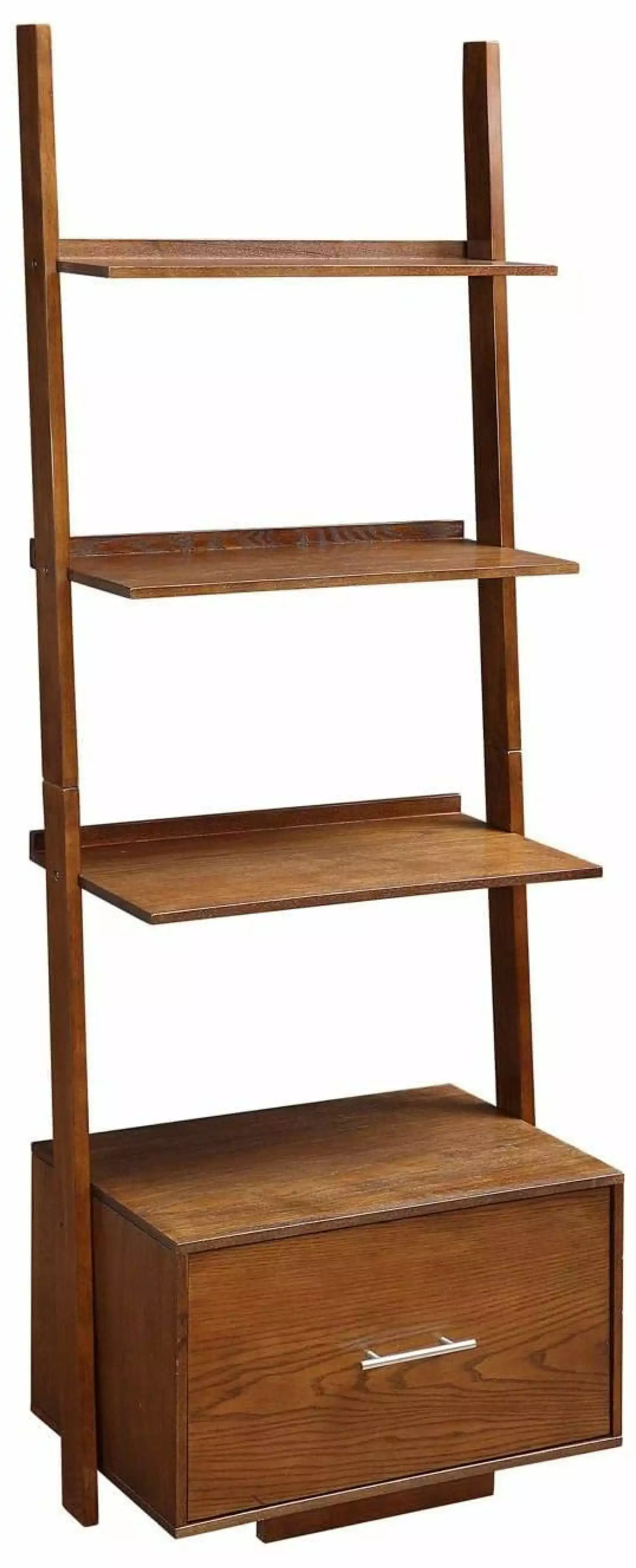 3 Tier American Ladder Bookcase File Drawer Dark Walnut - Office Storage Generic