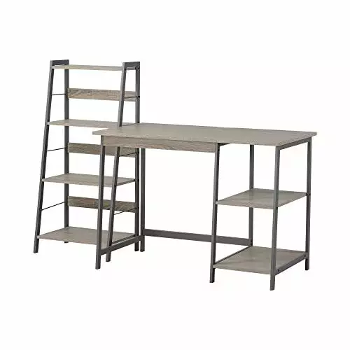 Homestar 2 Piece Laptop Desk and 4 Shelf Bookcase Set Reclaimed Wood Study Workstation