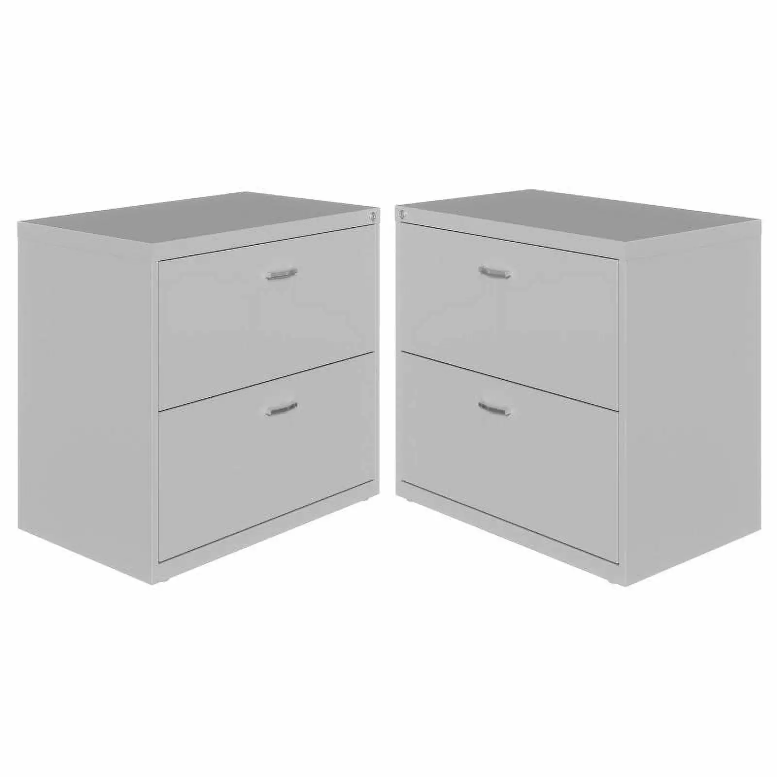 Home Square 2 Drawer Lateral Metal Filing Cabinet Set Arctic Gray (Set 2)