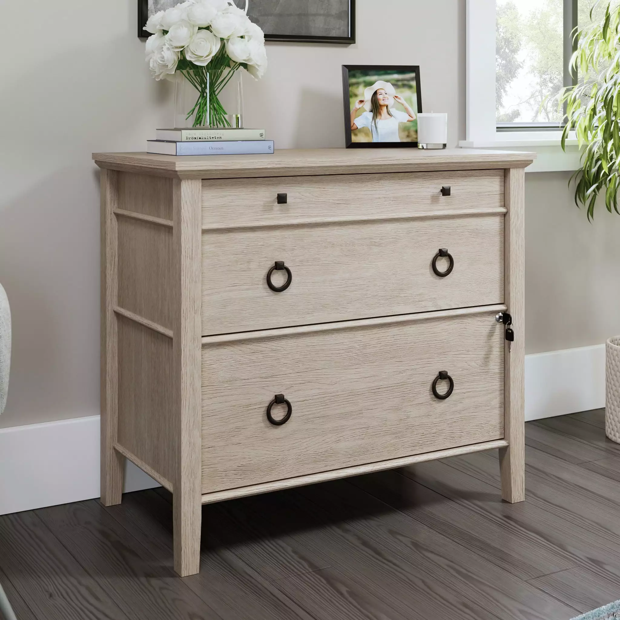 Sauder East Adara 2-Drawer Lateral File Cabinet Cascade Oak Finish Office Furniture