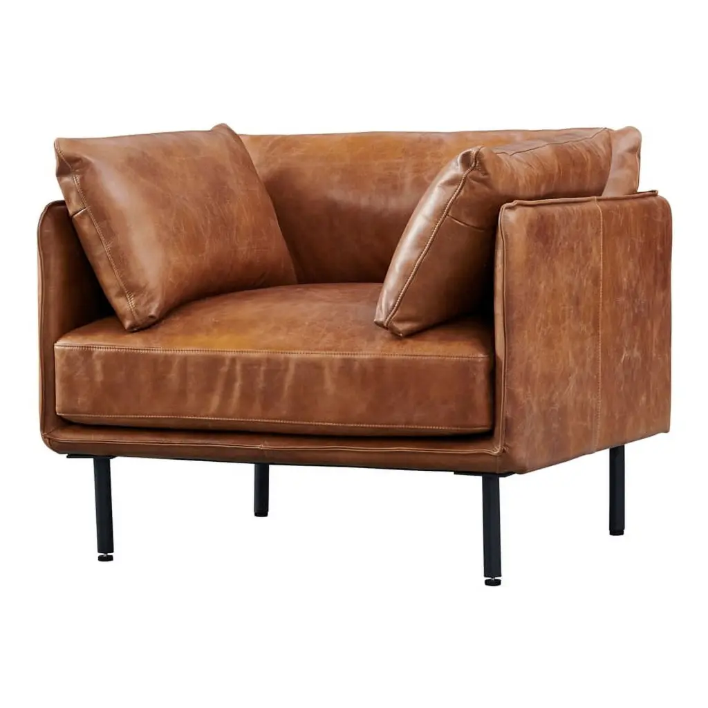 Crafters and Weavers Venezia Light Brown Contemporary Leather Arm Chair