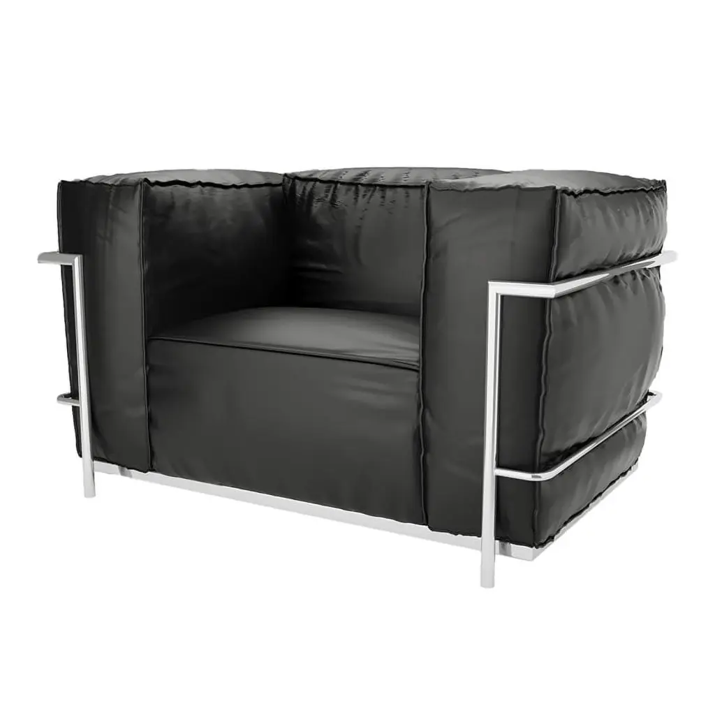 CRO Decor Modern Luxury Leather Sofa Chair Stainless Steel Frame
