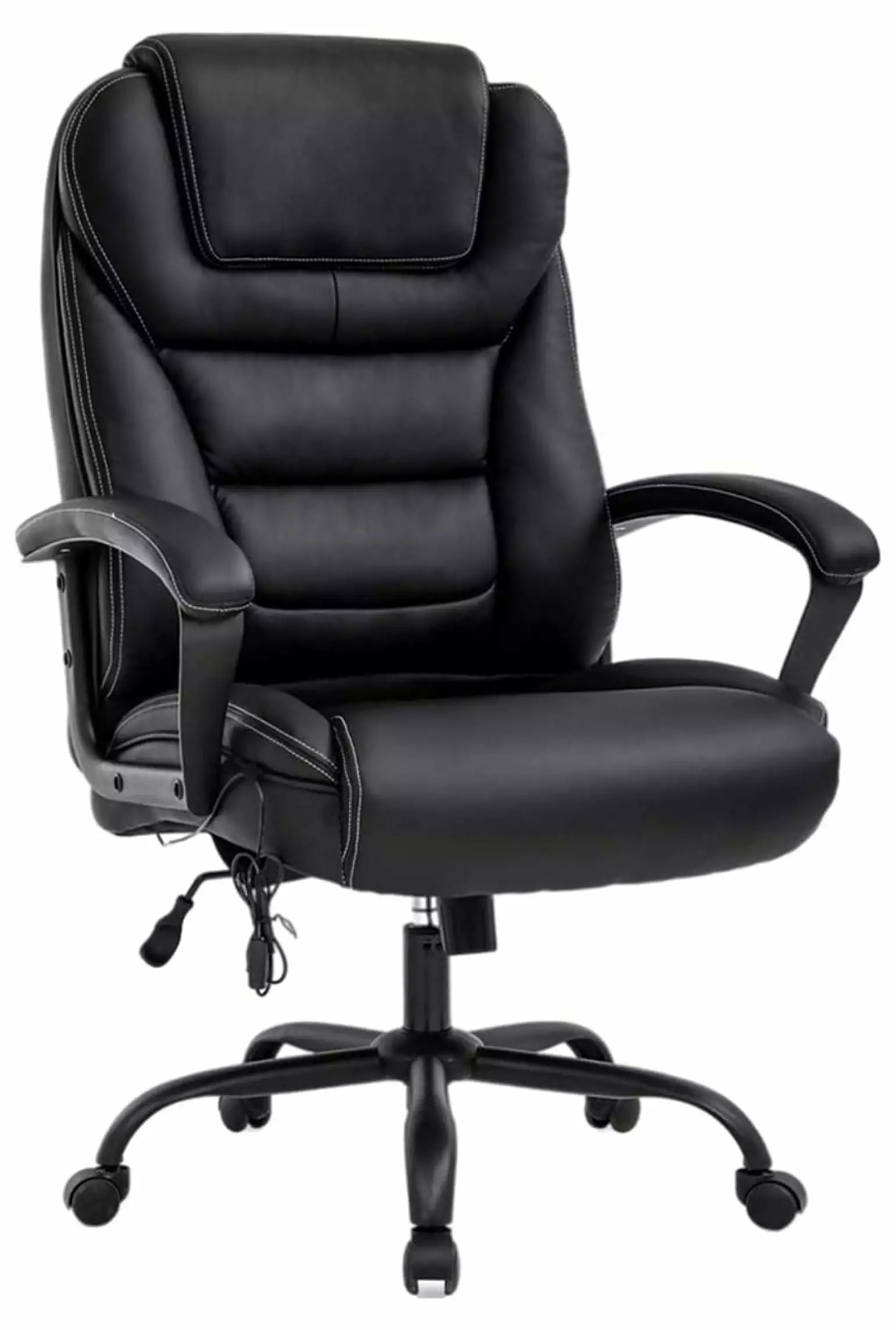Big and Tall Office Chair 500lbs Black - PU Leather Executive Task Chair Wide Seat and Lumbar Support Deng rui
