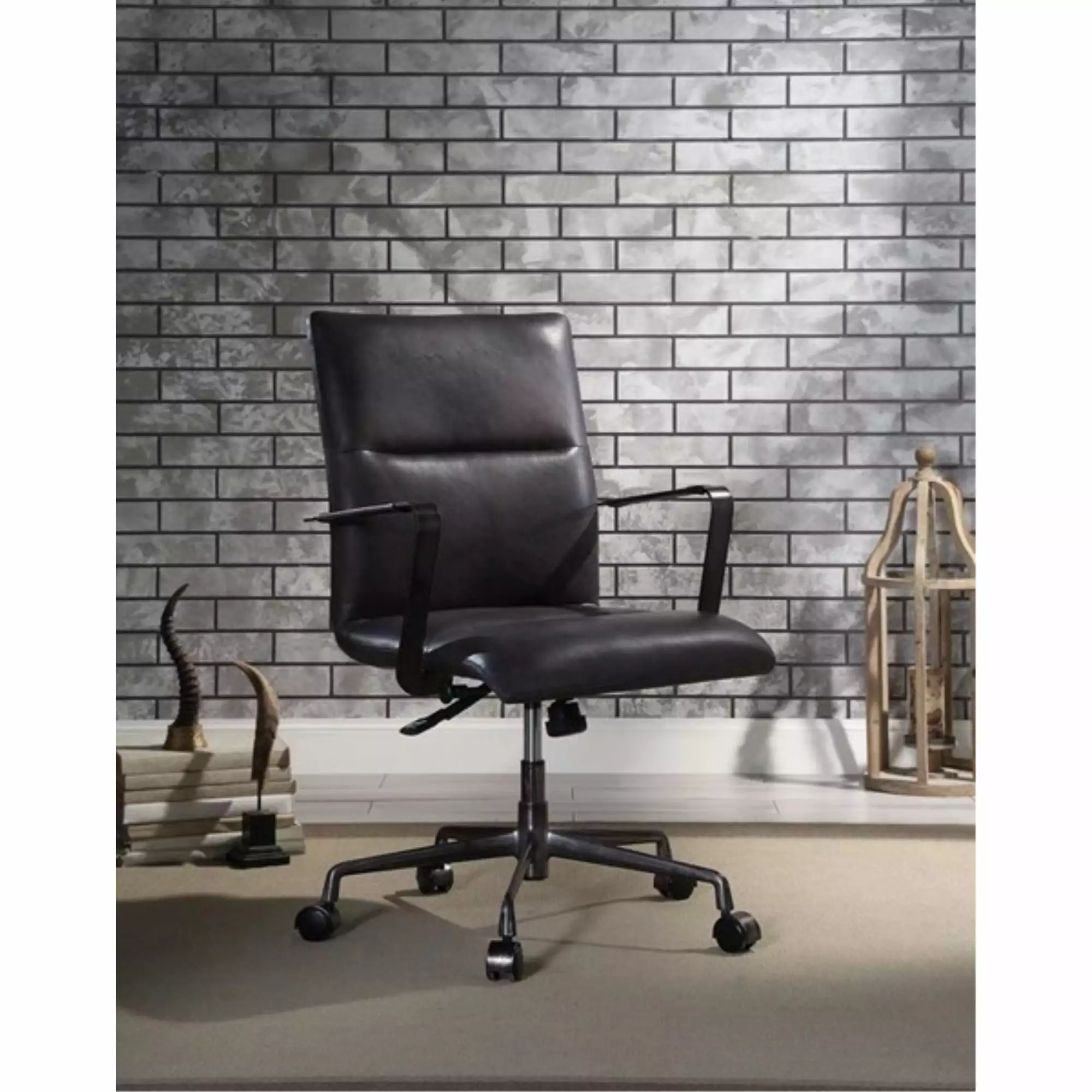 Ergode Executive Office Chair - Onyx Black Top Grain Leather High Back Support