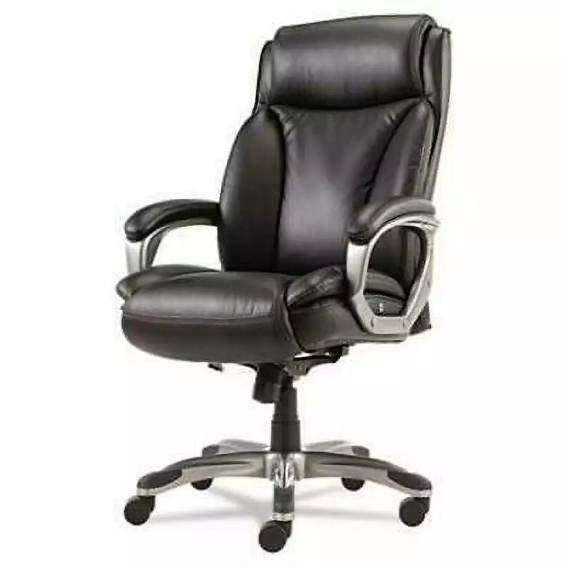 Alera Executive High-Back Leather Chair Cushioning - Black Office Desk Chair