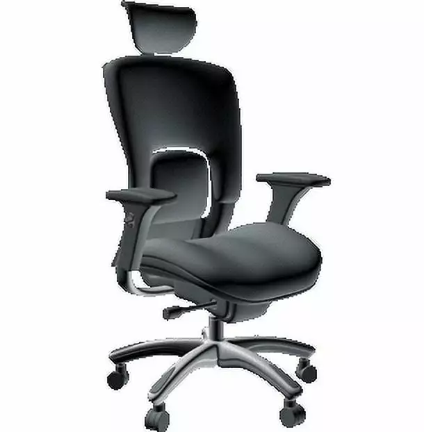 GM Seating Ergolux Genuine Leather Executive Hi Swivel Chair Chrome Base Headrest Black