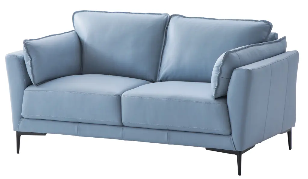 ACME Mesut Leather Upholstered Loveseat Light Blue and Black Modern Living Room Sofa Acme Furniture