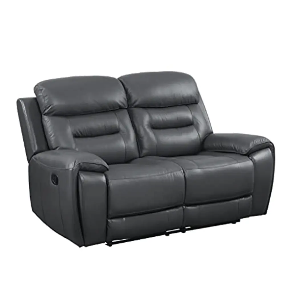 LV00073 Motion Loveseat Gray Top Grain Leather Lamruil - Premium Reclining Sofa Acme Furniture