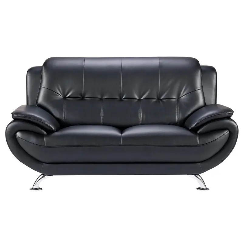 AE208 Black Faux Leather Loveseat - Bonded Leather Sofa American Eagle Furniture
