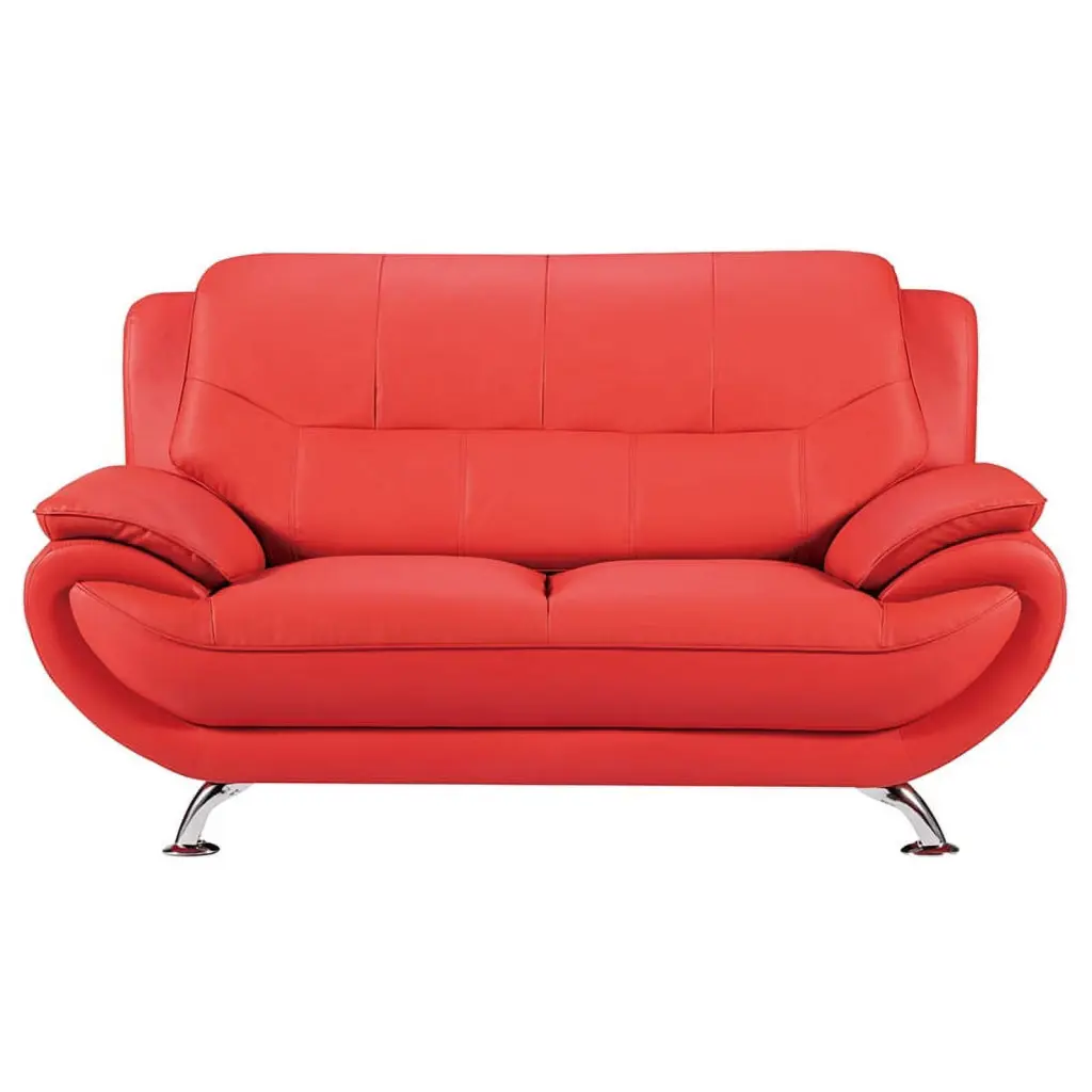 AE208 Red Faux Leather Loveseat - Bonded Leather Sofa Small Spaces American Eagle Furniture