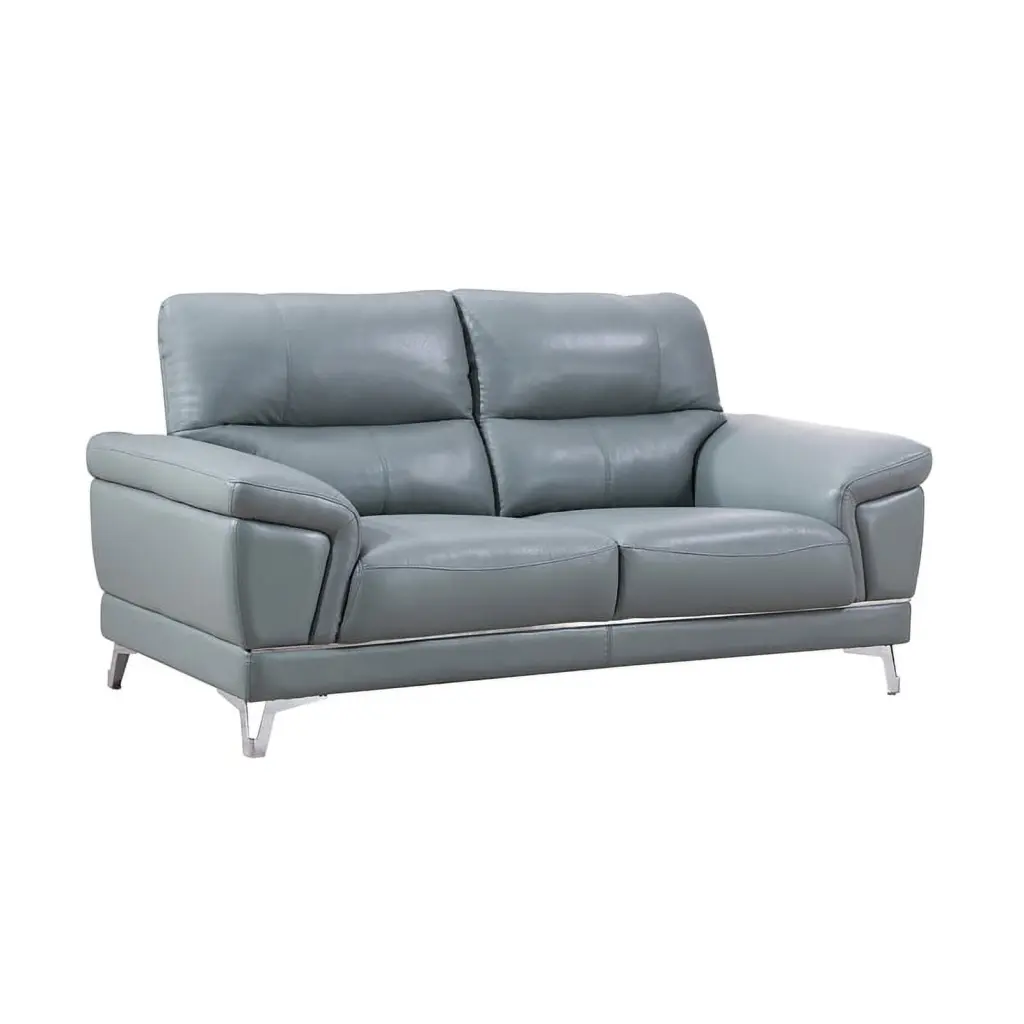 American Eagle Furniture Genuine Leather Loveseat Light Gray Blue
