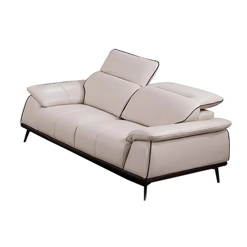American Eagle Furniture Modern Leather Loveseat Beige - Genuine Leather Sofa Living Room