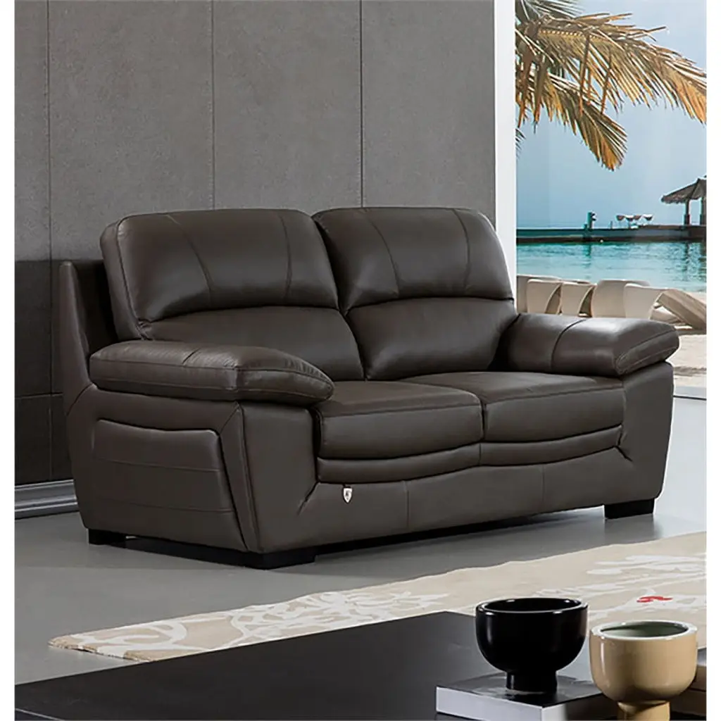EK045 Taupe Brown Italian Leather Loveseat Elegant Living Room American Eagle Furniture