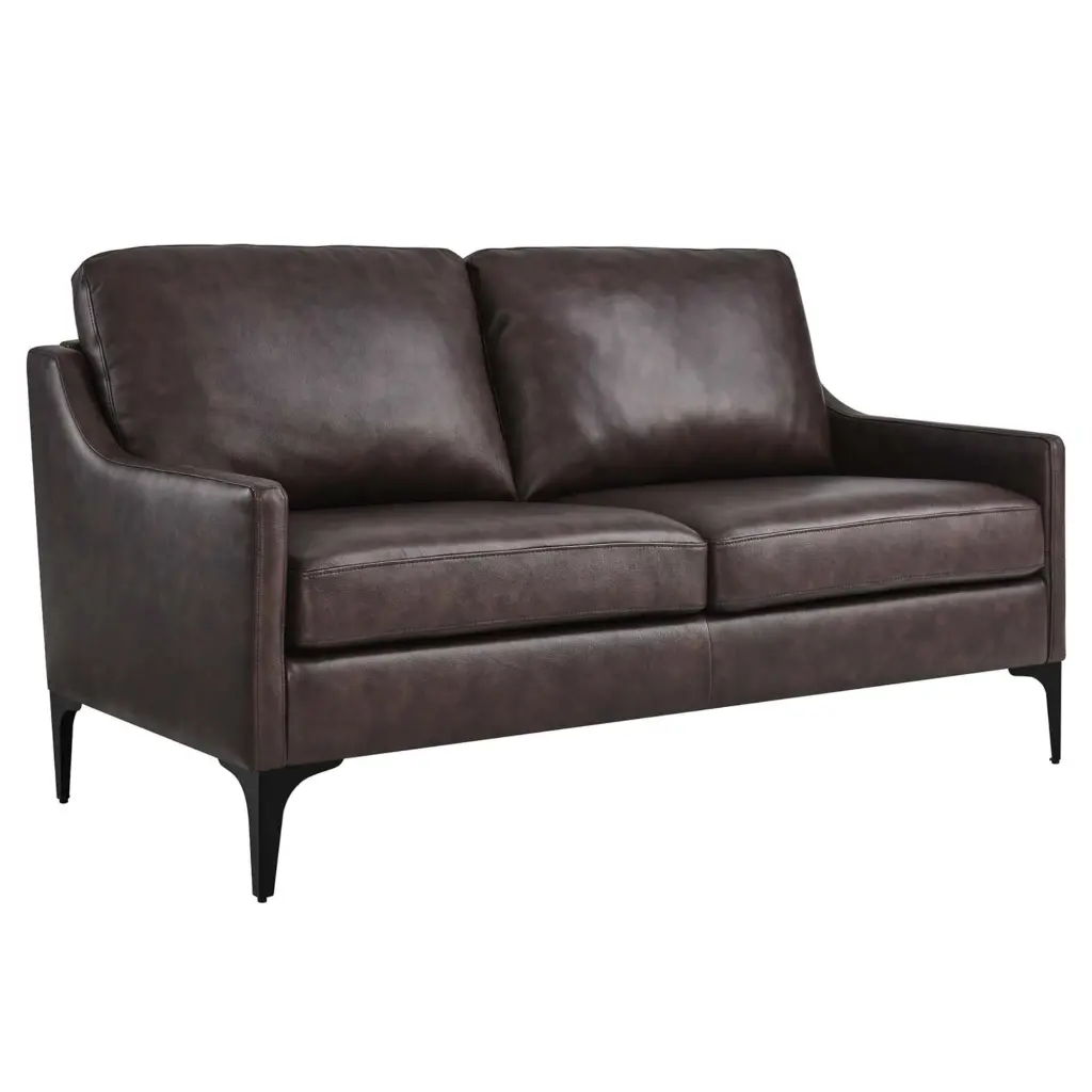Ergode Upholstered Leather Loveseat - Mid-Century Modern Sofa Plush Cushions and Sturdy Frame