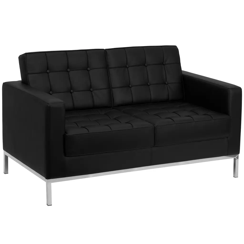 Flash Furniture Contemporary Button Tufted Leather Loveseat Steel Frame - Durable Sofa